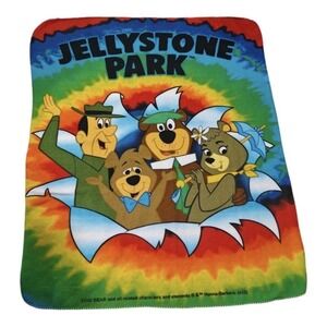 Vintage Yogi Bear Blanket Jellystone Park Fleece Boo-Boo Ranger Smith RARE